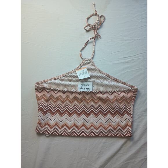 Sadie & Sage Cropped Halter Top Women Size Small NWT Brown Tan Festival - Picture 3 of 3